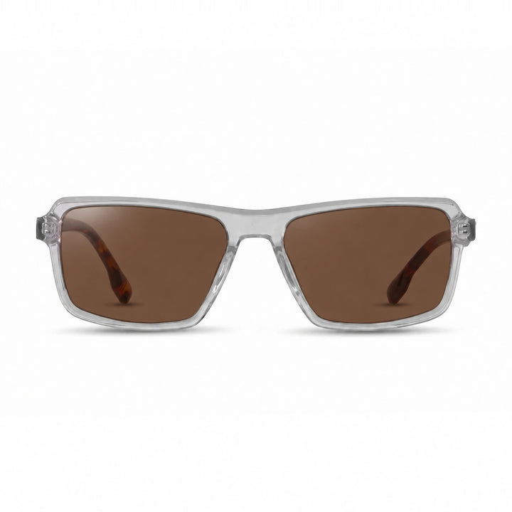 Lentes de sol Fiore 1038 Transparente cristal Cafe polarizado vista frontal unisex #color_cafe #foto_frontal