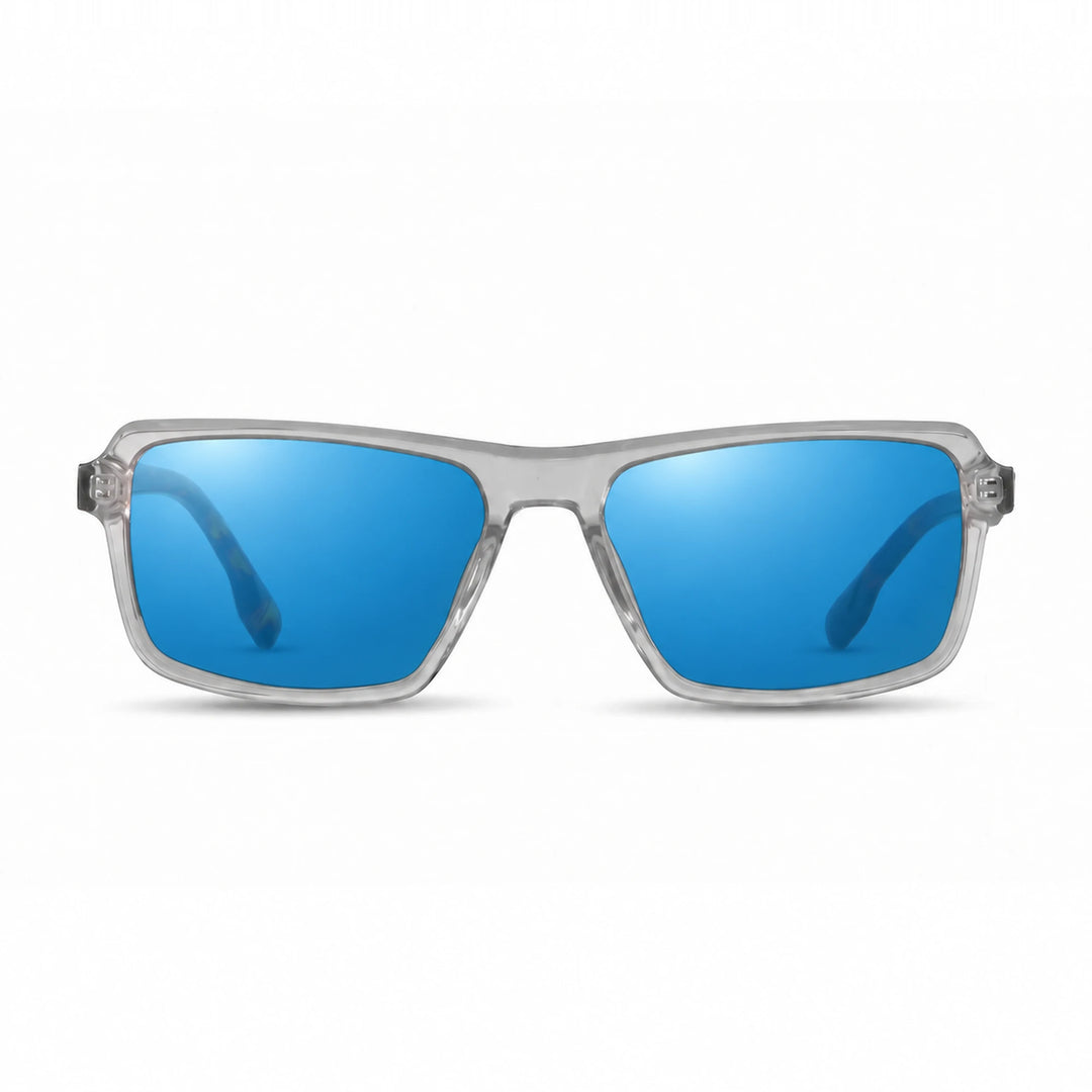 Lentes de sol Fiore 1038 Transparente cristal Espejado Azul polarizado vista frontal unisex #color_espejado-azul #foto_frontal
