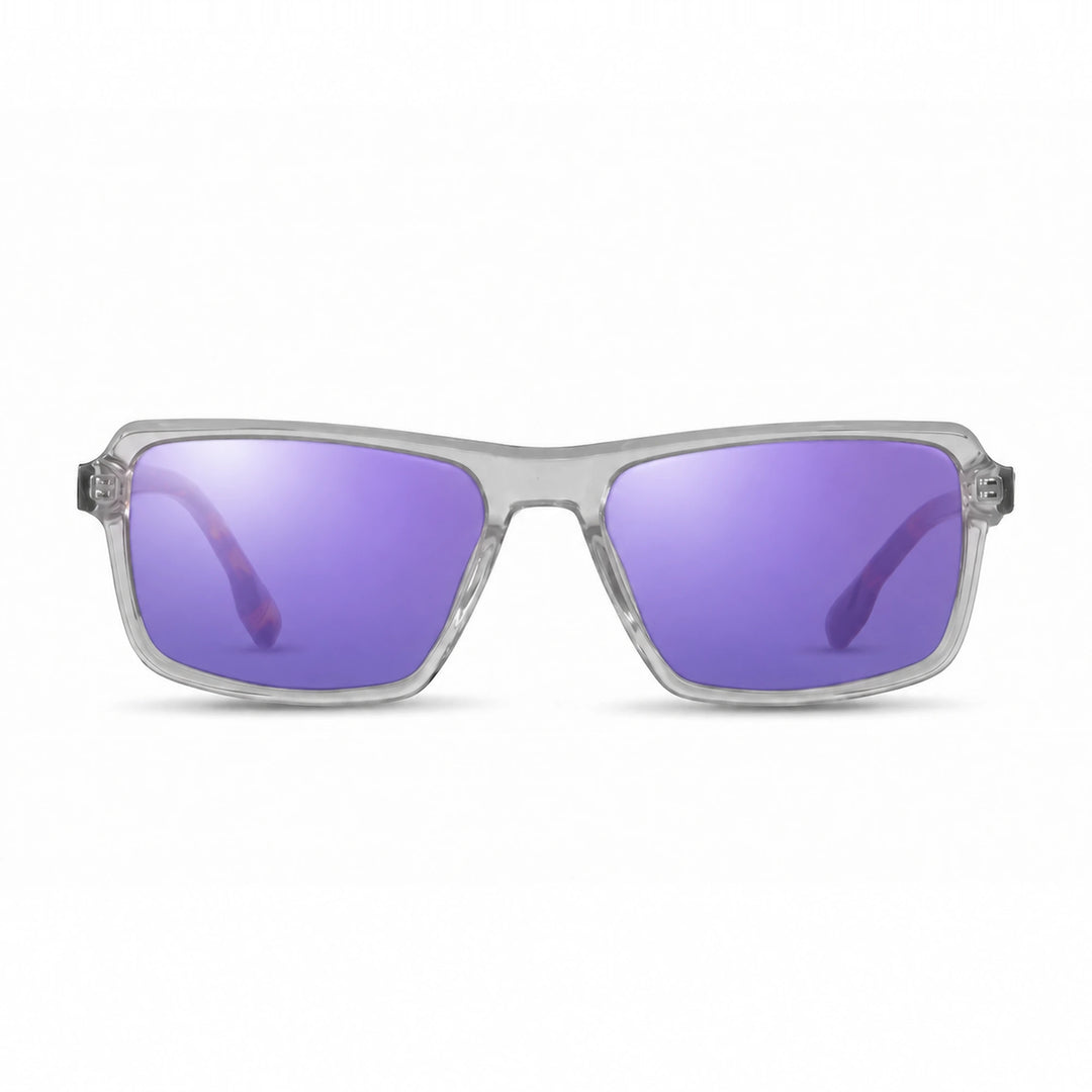 Lentes de sol Fiore 1038 Transparente cristal Espejado Morado polarizado vista frontal unisex #color_espejado-morado #foto_frontal