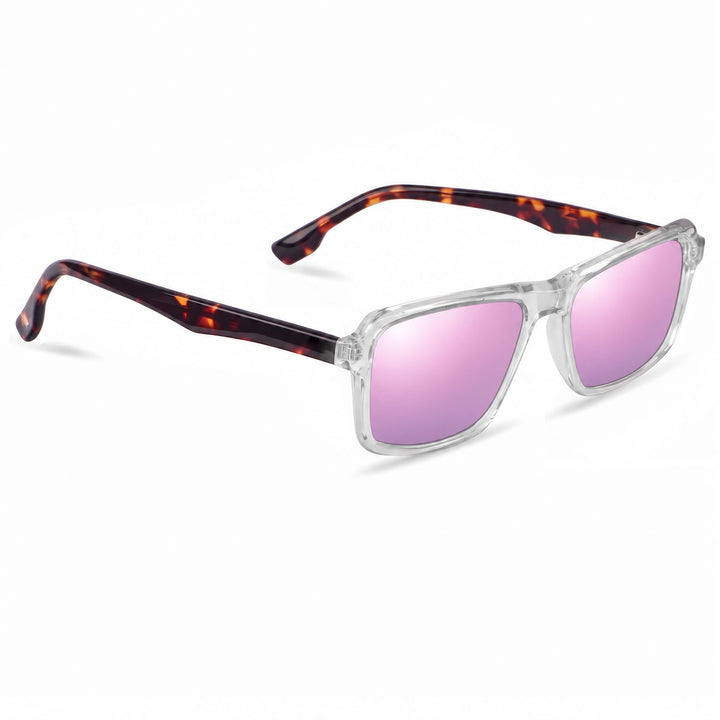 Lentes de sol Fiore 1038 Transparente cristal Espejado Rosado polarizado vista tres cuartos unisex #color_espejado-rosado