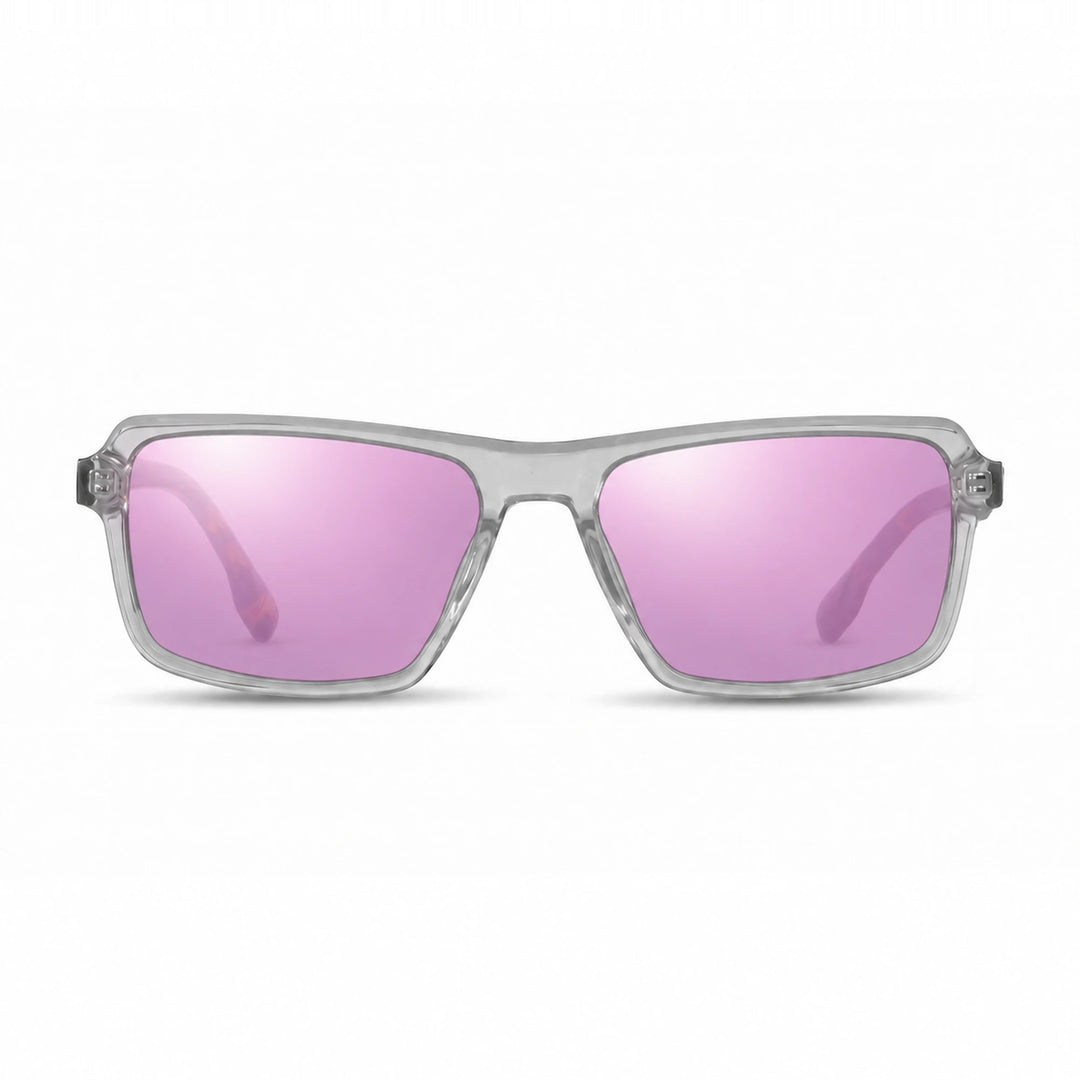 Lentes de sol Fiore 1038 Transparente cristal Espejado Rosado polarizado vista frontal unisex #color_espejado-rosado #foto_frontal