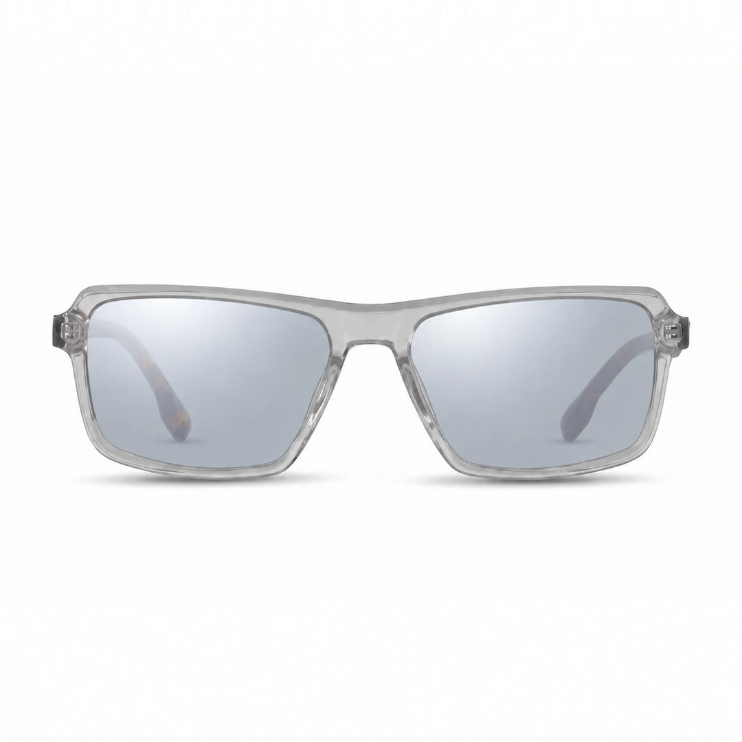 Lentes de sol Fiore 1038 Transparente cristal Espejado Silver polarizado vista frontal unisex #color_espejado-silver #foto_frontal