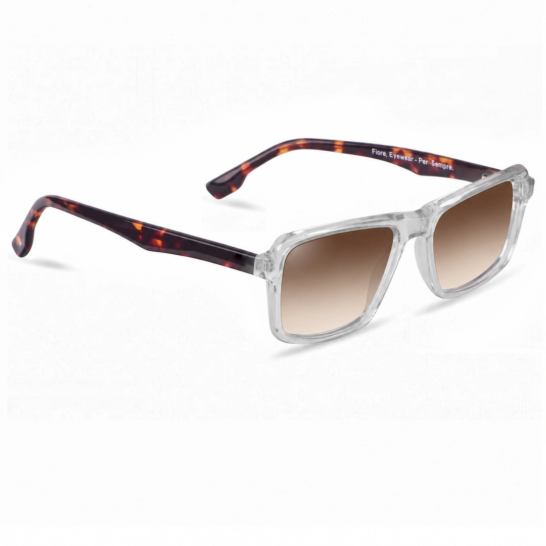 Lentes de sol Fiore 1038 Transparente cristal Gradiente Cafe polarizado vista tres cuartos unisex #color_gradiente-cafe