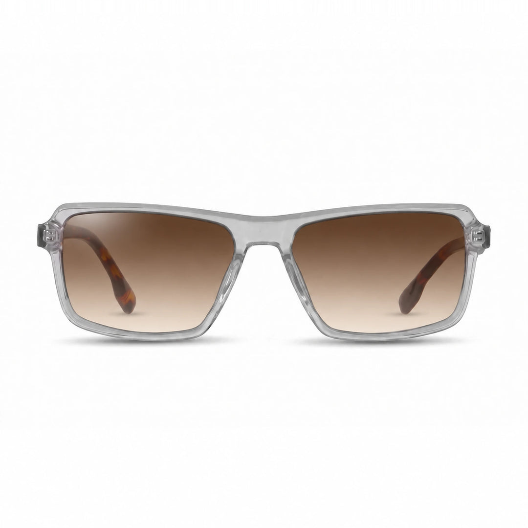 Lentes de sol Fiore 1038 Transparente cristal Gradiente Cafe polarizado vista frontal unisex #color_gradiente-cafe #foto_frontal
