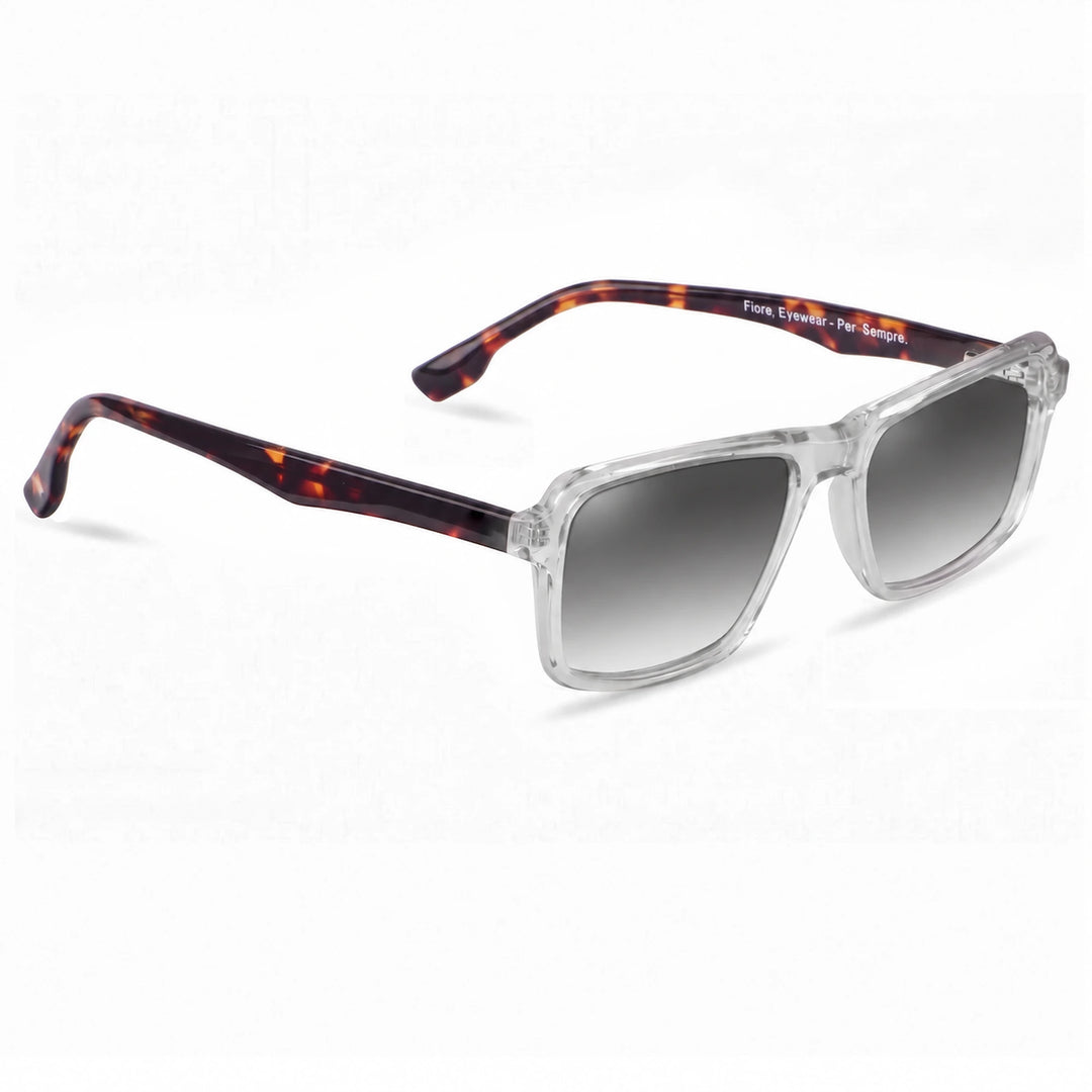 Lentes de sol Fiore 1038 Transparente cristal Gradiente Gris polarizado vista tres cuartos unisex #color_gradiente-gris
