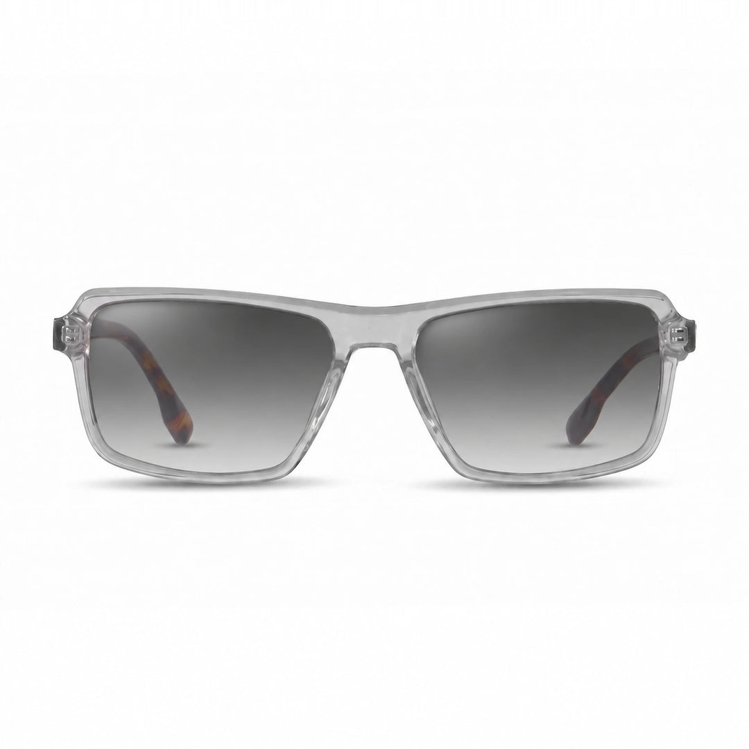 Lentes de sol Fiore 1038 Transparente cristal Gradiente Gris polarizado vista frontal unisex #color_gradiente-gris #foto_frontal