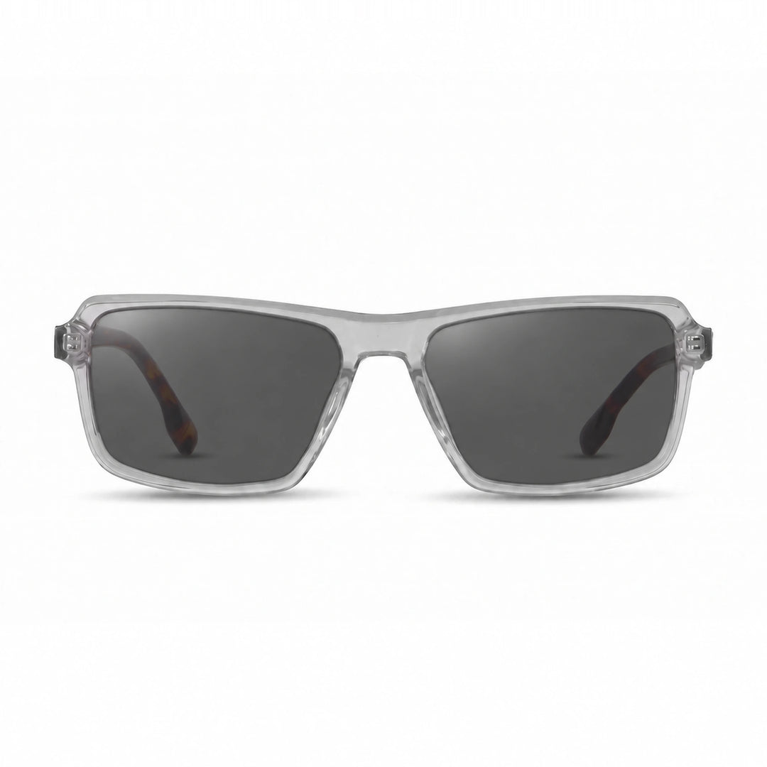 Lentes de sol Fiore 1038 Transparente cristal Negro polarizado vista frontal unisex #color_negro #foto_frontal