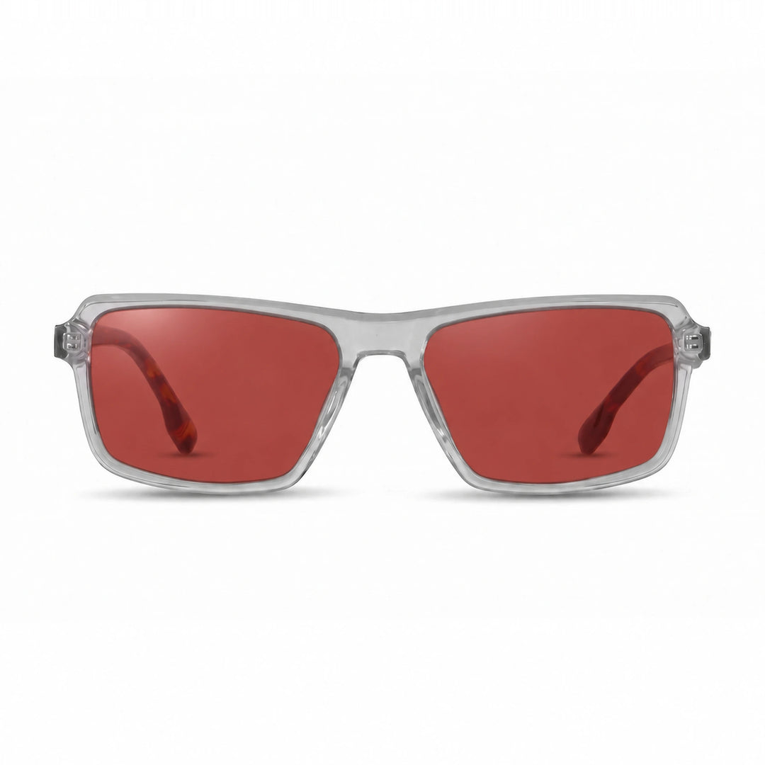 Lentes de sol Fiore 1038 Transparente cristal Rojo polarizado vista frontal unisex #color_rojo #foto_frontal
