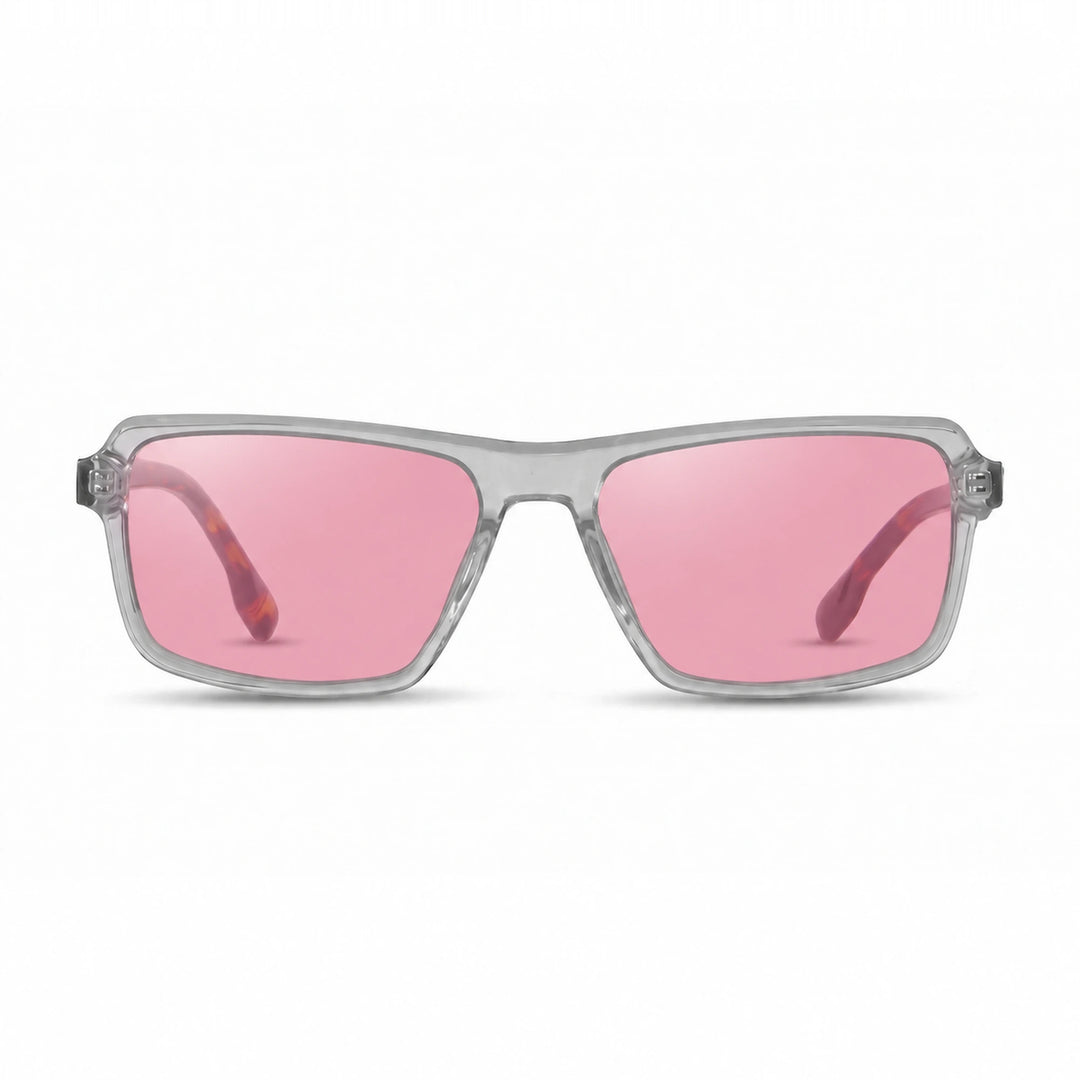 Lentes de sol Fiore 1038 Transparente cristal Rosado polarizado vista frontal unisex #color_rosado #foto_frontal
