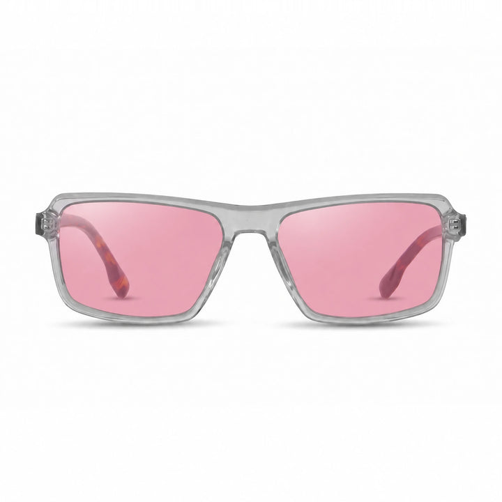 Lentes de sol Fiore 1038 Transparente cristal Rosado polarizado vista frontal unisex #color_rosado #foto_frontal