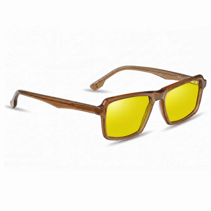 Lentes de sol Fiore 1038 Brown cristal Amarillo polarizado vista tres cuartos unisex #color_amarillo