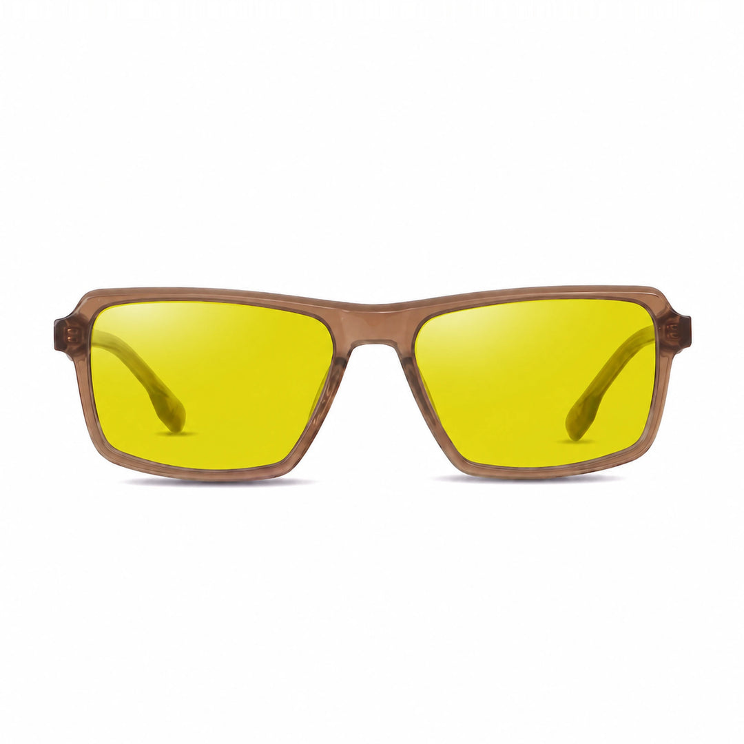 Lentes de sol Fiore 1038 Brown cristal Amarillo polarizado vista frontal unisex #color_amarillo #foto_frontal