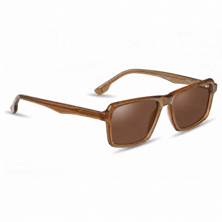 Lentes de sol Fiore 1038 Brown cristal Cafe polarizado vista tres cuartos unisex #color_cafe