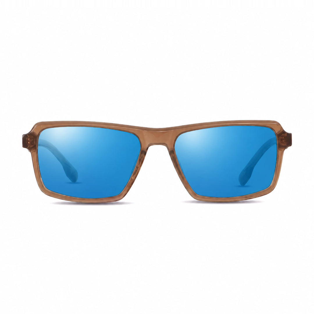 Lentes de sol Fiore 1038 Brown cristal Espejado Azul polarizado vista frontal unisex #color_espejado-azul #foto_frontal