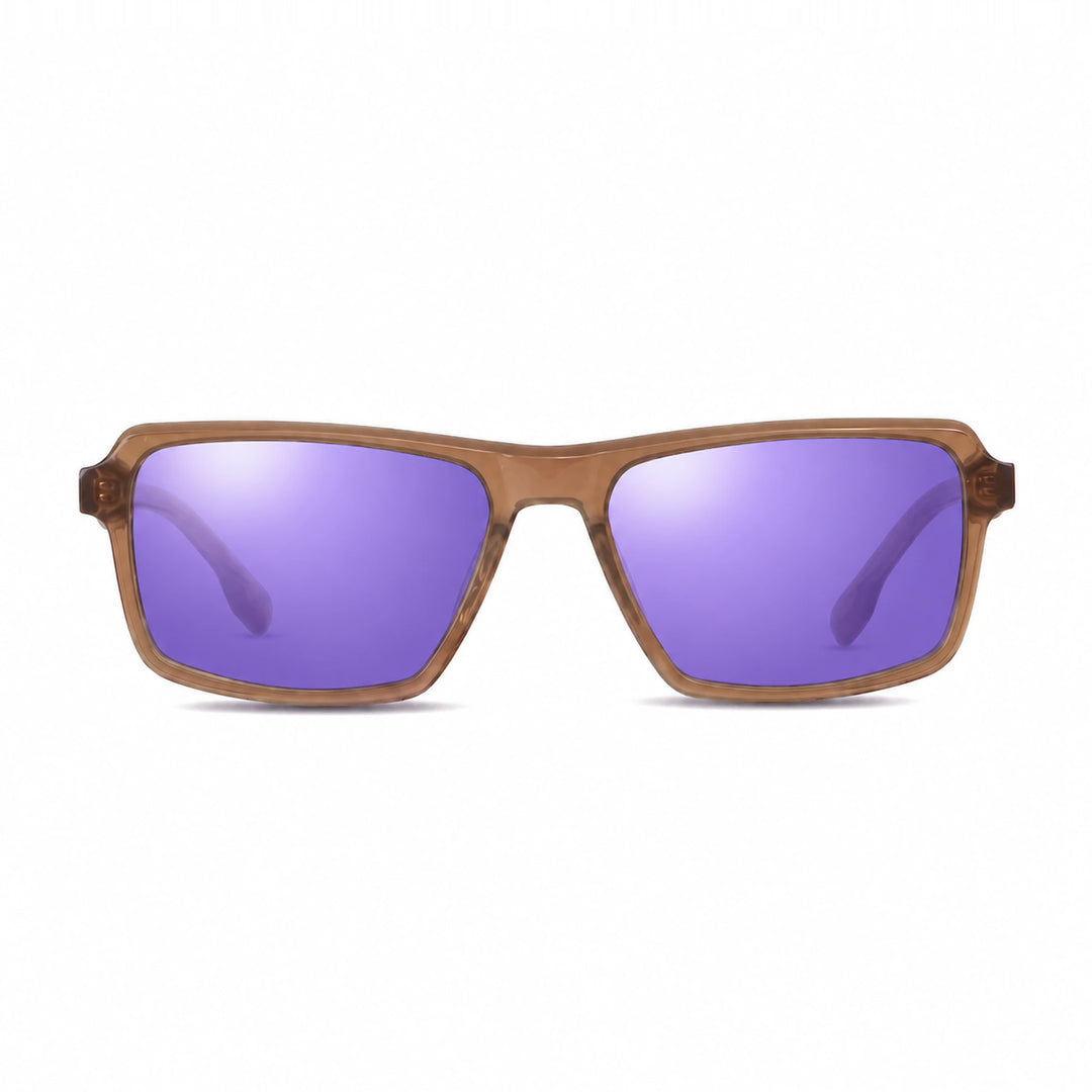 Lentes de sol Fiore 1038 Brown cristal Espejado Morado polarizado vista frontal unisex #color_espejado-morado #foto_frontal