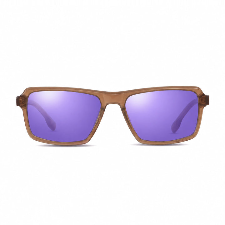 Lentes de sol Fiore 1038 Brown cristal Espejado Morado polarizado vista frontal unisex #color_espejado-morado #foto_frontal