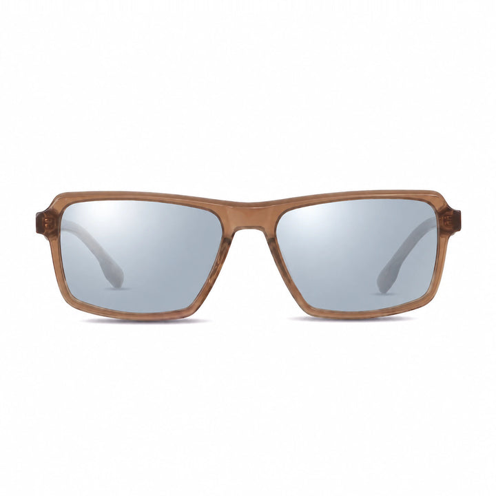 Lentes de sol Fiore 1038 Brown cristal Espejado Silver polarizado vista frontal unisex #color_espejado-silver #foto_frontal