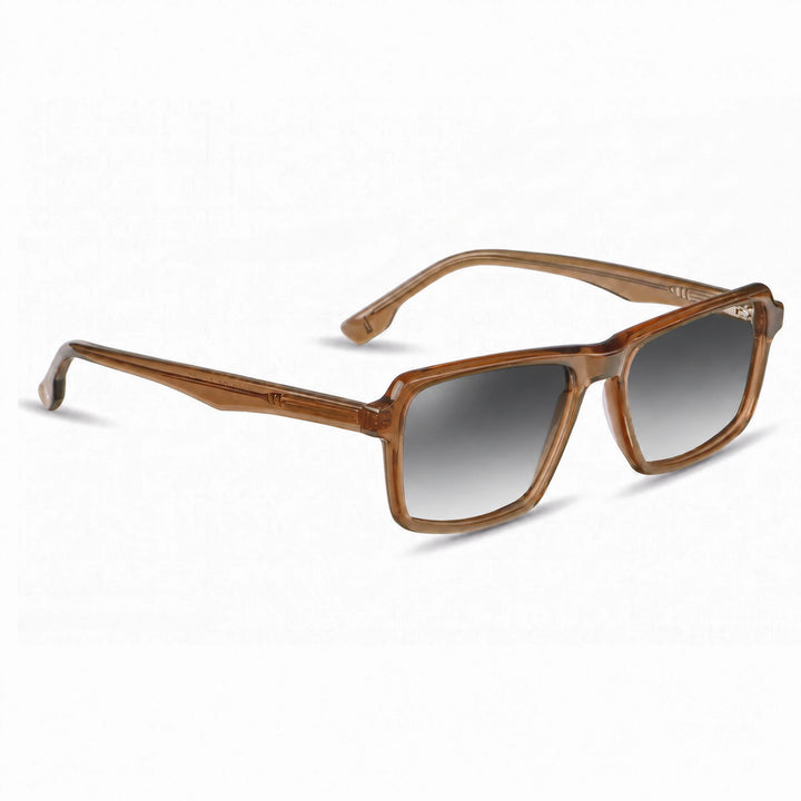 Lentes de sol Fiore 1038 Brown cristal Gradiente Gris polarizado vista tres cuartos unisex #color_gradiente-gris