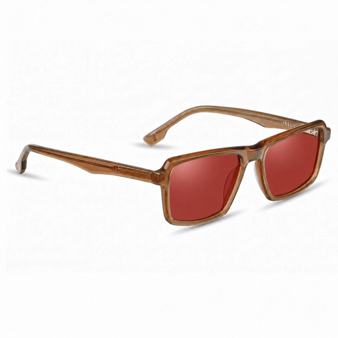 Lentes de sol Fiore 1038 Brown cristal Rojo polarizado vista tres cuartos unisex #color_rojo