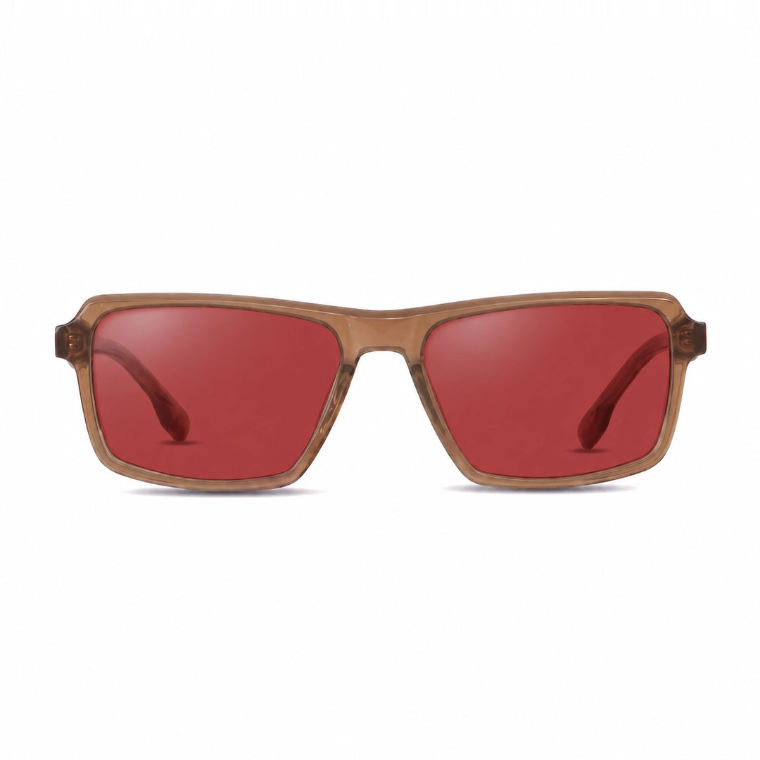 Lentes de sol Fiore 1038 Brown cristal Rojo polarizado vista frontal unisex #color_rojo #foto_frontal