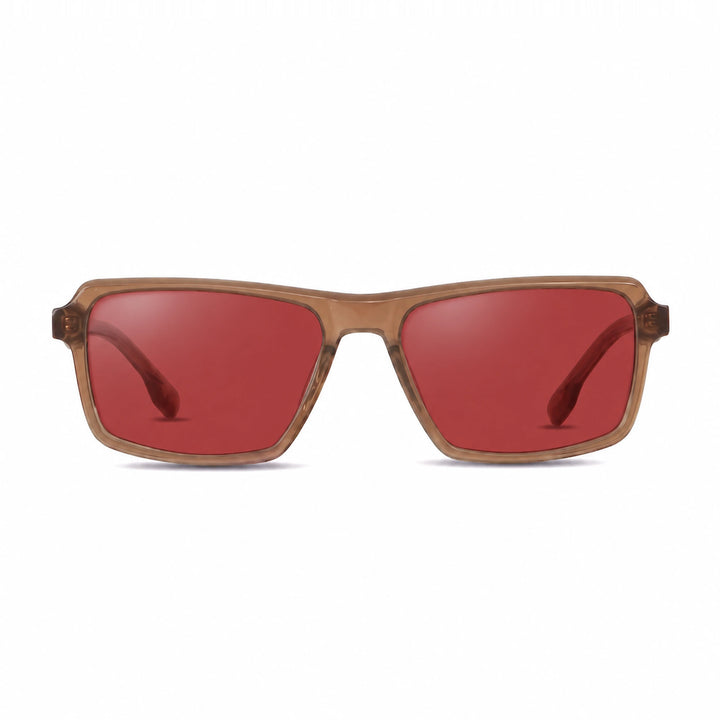 Lentes de sol Fiore 1038 Brown cristal Rojo polarizado vista frontal unisex #color_rojo #foto_frontal