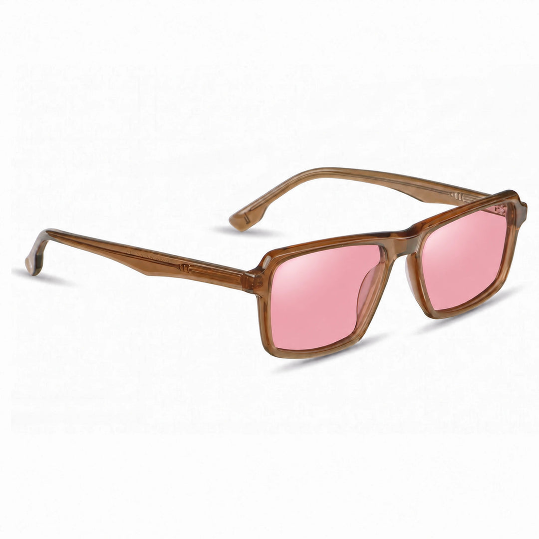 Lentes de sol Fiore 1038 Brown cristal Rosado polarizado vista tres cuartos unisex #color_rosado