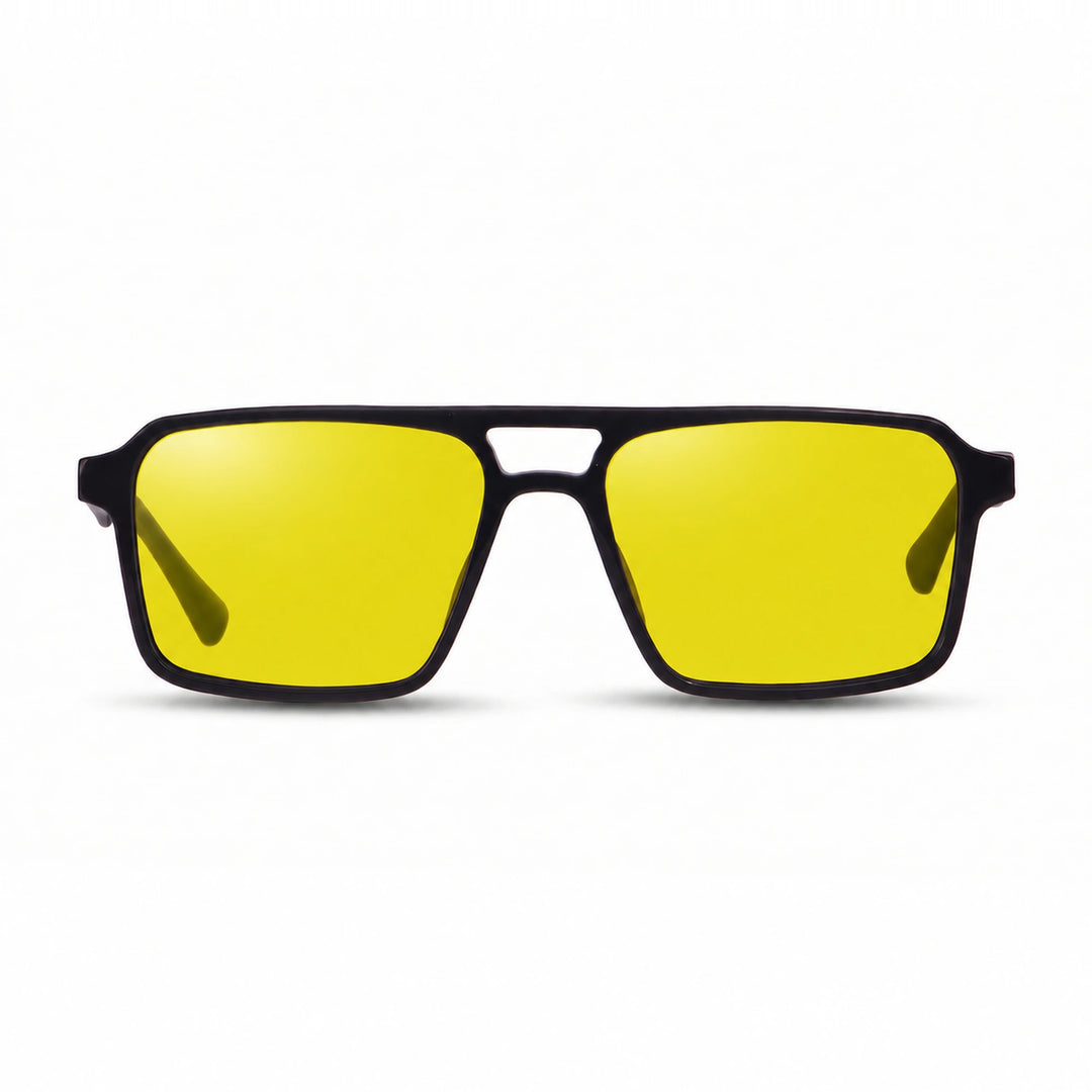 Lentes de sol Fiore 1039 Negro cristal Amarillo polarizado vista frontal unisex #color_amarillo #foto_frontal