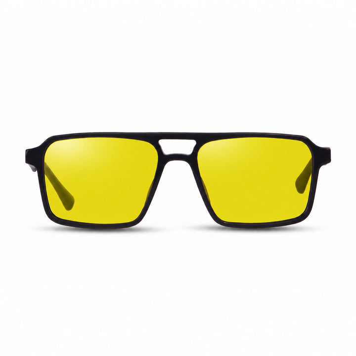 Lentes de sol Fiore 1039 Negro cristal Amarillo polarizado vista frontal unisex #color_amarillo #foto_frontal
