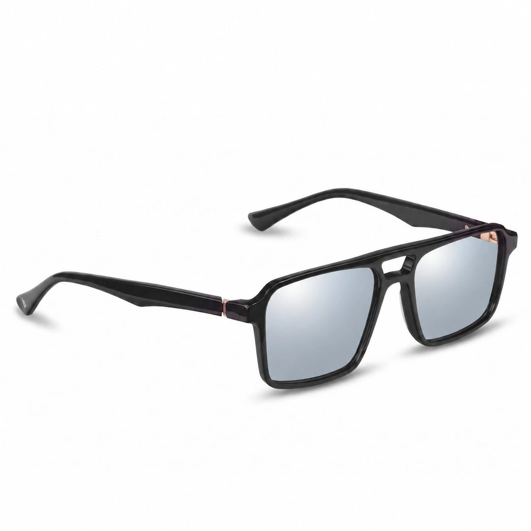 Lentes de sol Fiore 1039 Negro cristal Espejado Silver polarizado vista tres cuartos unisex #color_espejado-silver
