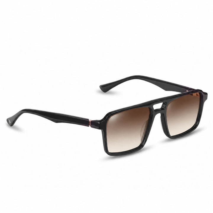 Lentes de sol Fiore 1039 Negro cristal Gradiente Cafe polarizado vista tres cuartos unisex #color_gradiente-cafe