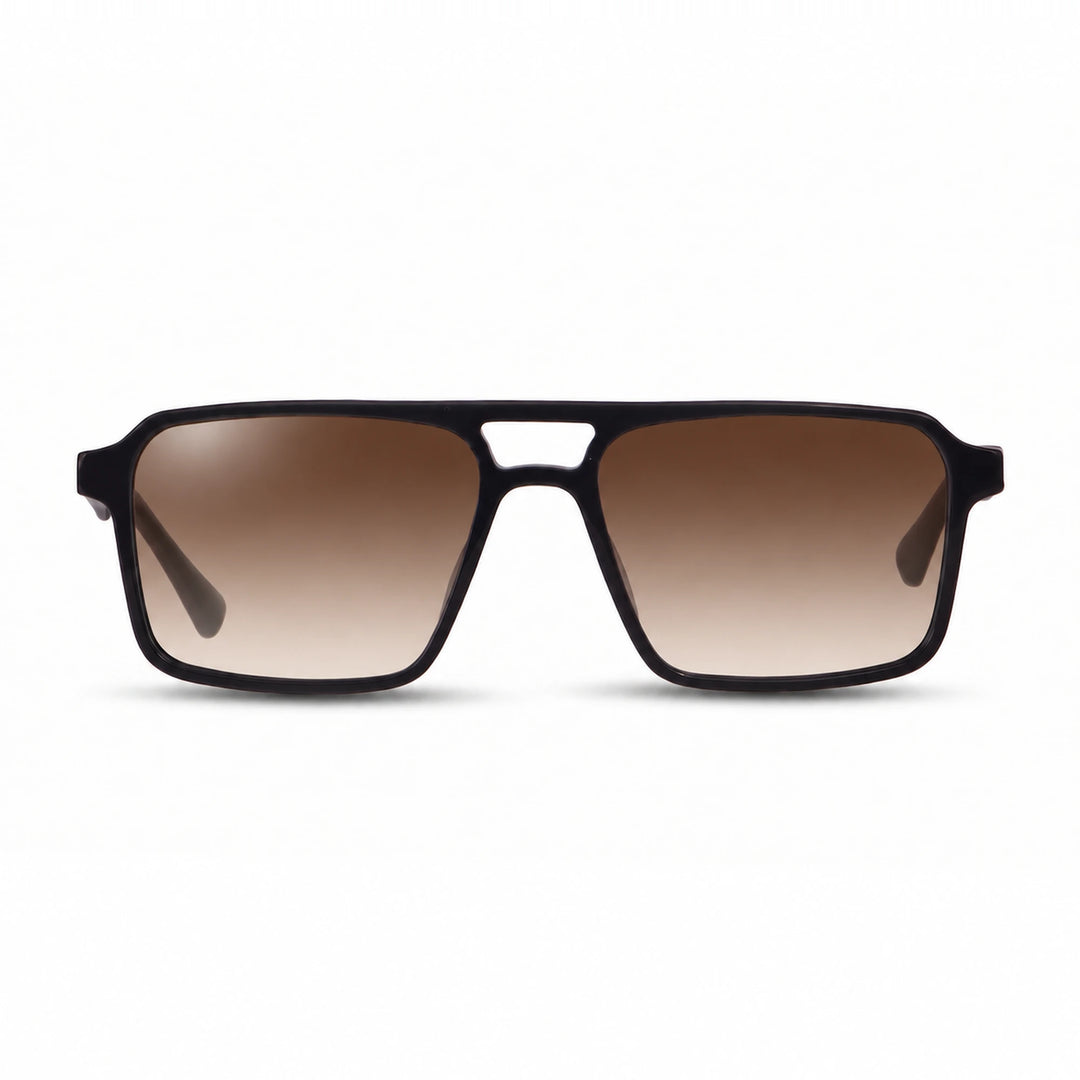 Lentes de sol Fiore 1039 Negro cristal Gradiente Cafe polarizado vista frontal unisex #color_gradiente-cafe #foto_frontal