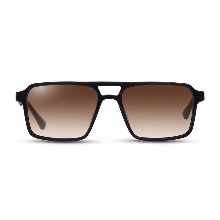 Lentes de sol Fiore 1039 Negro cristal Gradiente Cafe polarizado vista frontal unisex #color_gradiente-cafe #foto_frontal