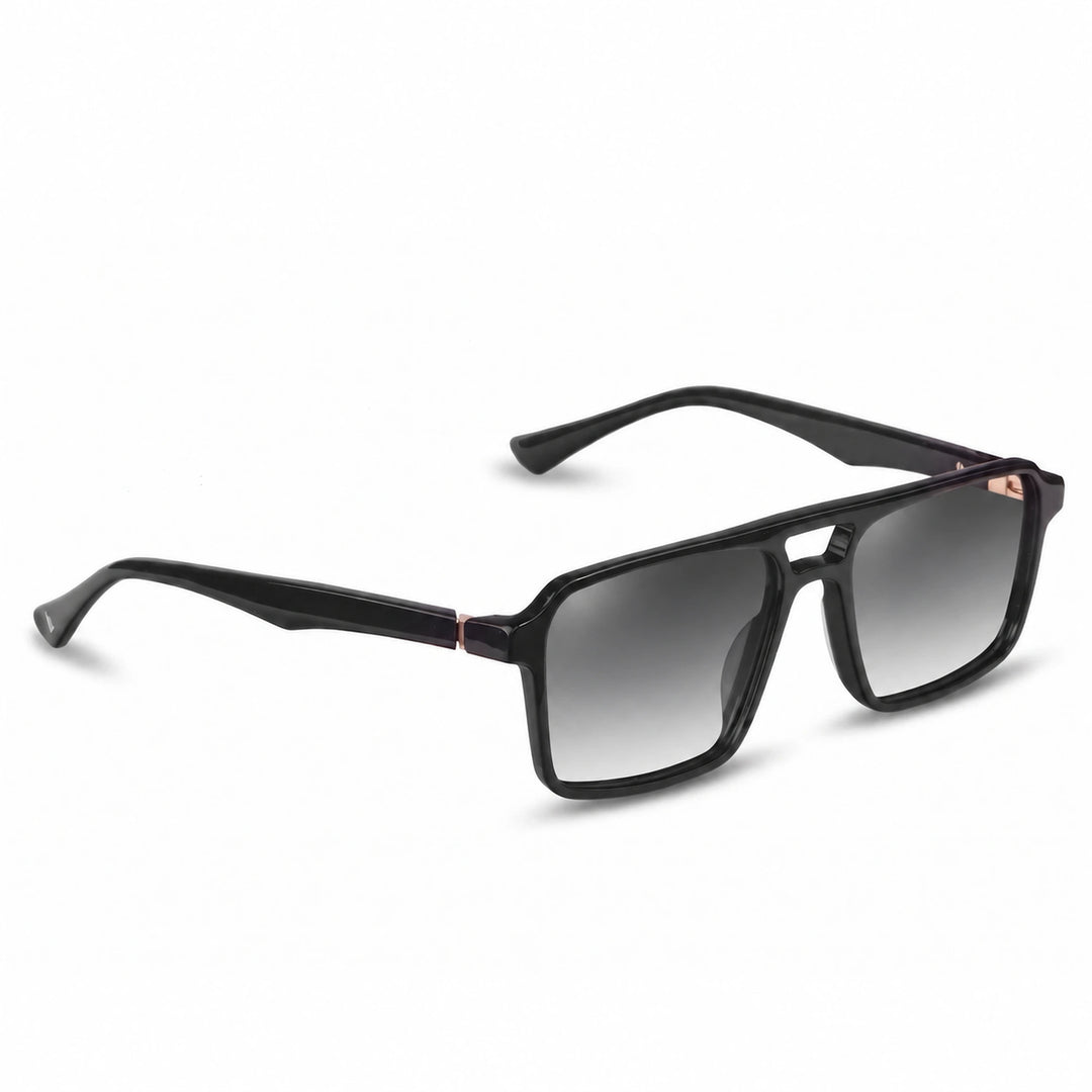 Lentes de sol Fiore 1039 Negro cristal Gradiente Gris polarizado vista tres cuartos unisex #color_gradiente-gris