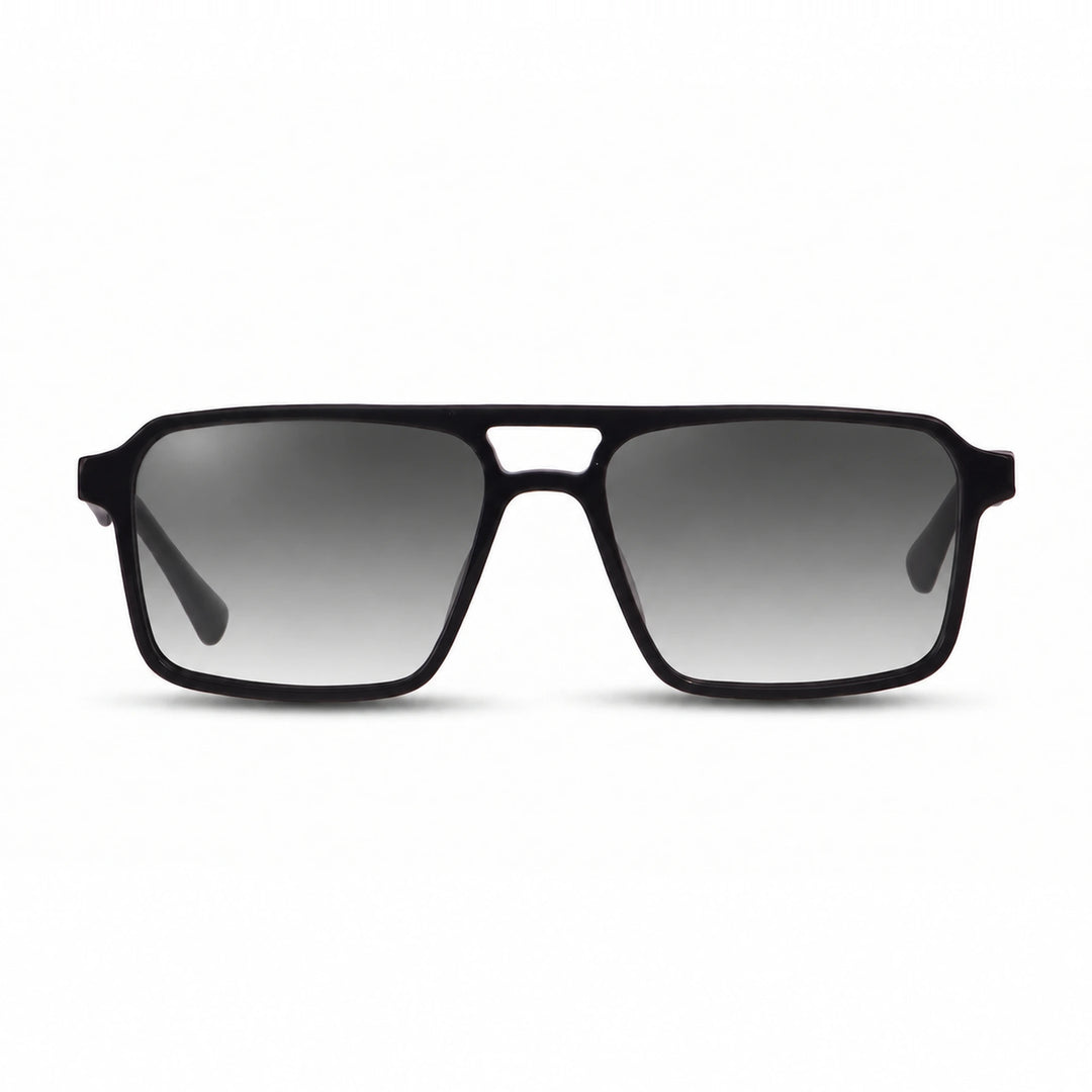 Lentes de sol Fiore 1039 Negro cristal Gradiente Gris polarizado vista frontal unisex #color_gradiente-gris #foto_frontal