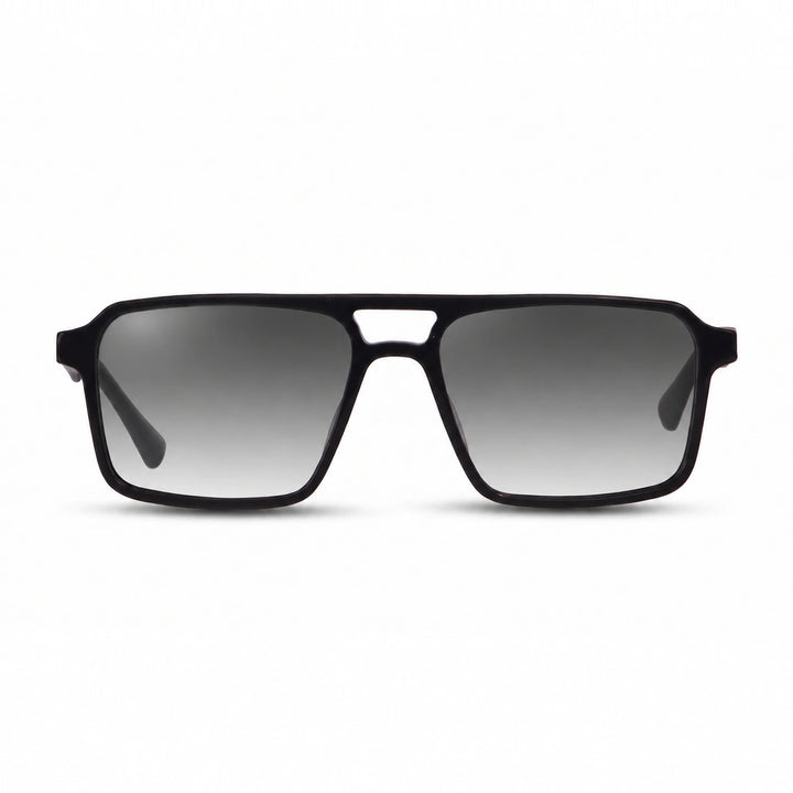 Lentes de sol Fiore 1039 Negro cristal Gradiente Gris polarizado vista frontal unisex #color_gradiente-gris #foto_frontal
