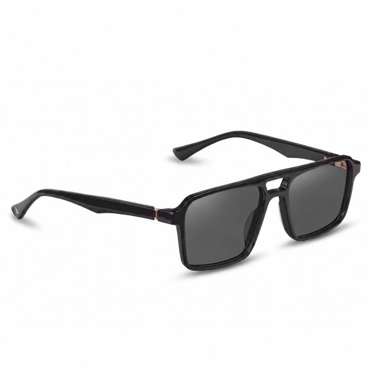 Lentes de sol Fiore 1039 Negro cristal Negro polarizado vista tres cuartos unisex #color_negro