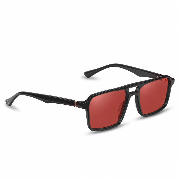 Lentes de sol Fiore 1039 Negro cristal Rojo polarizado vista tres cuartos unisex #color_rojo