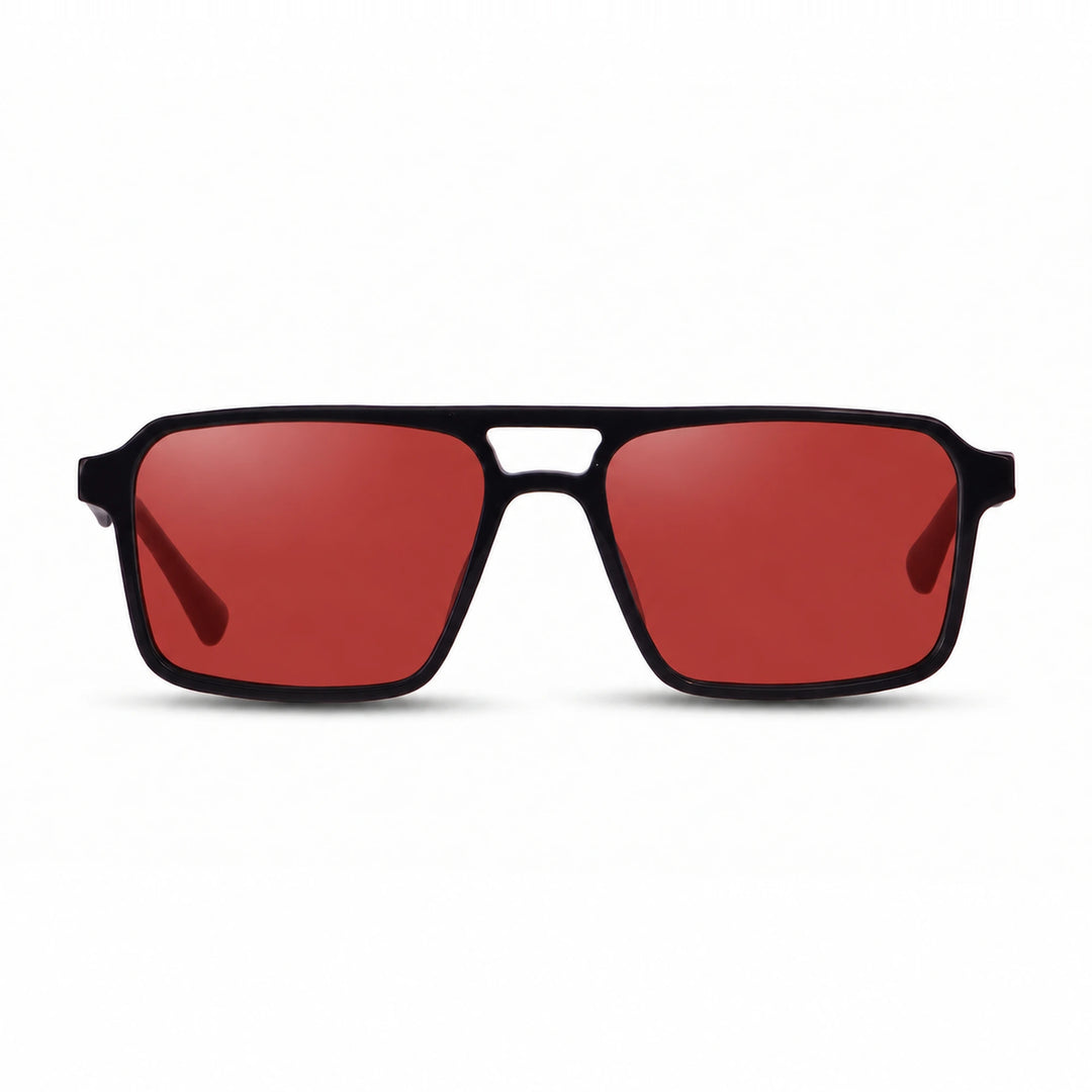 Lentes de sol Fiore 1039 Negro cristal Rojo polarizado vista frontal unisex #color_rojo #foto_frontal