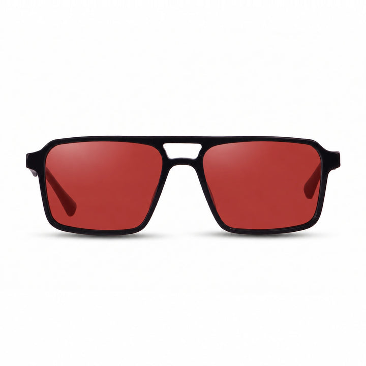 Lentes de sol Fiore 1039 Negro cristal Rojo polarizado vista frontal unisex #color_rojo #foto_frontal