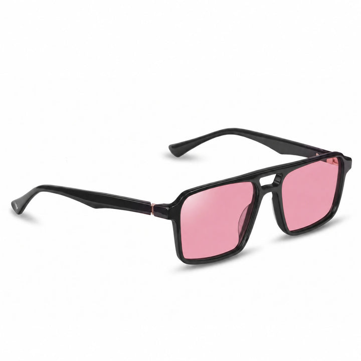 Lentes de sol Fiore 1039 Negro cristal Rosado polarizado vista tres cuartos unisex #color_rosado