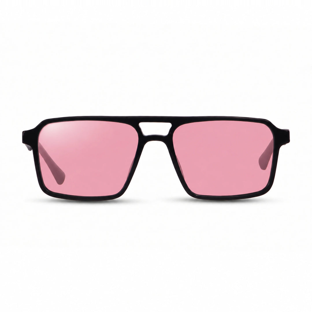 Lentes de sol Fiore 1039 Negro cristal Rosado polarizado vista frontal unisex #color_rosado #foto_frontal
