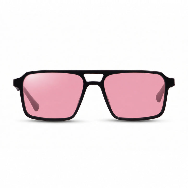 Lentes de sol Fiore 1039 Negro cristal Rosado polarizado vista frontal unisex #color_rosado #foto_frontal