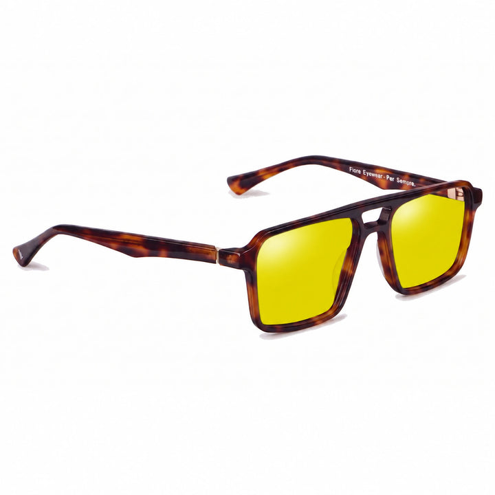 Lentes de sol Fiore 1039 Carey cristal Amarillo polarizado vista tres cuartos unisex #color_amarillo
