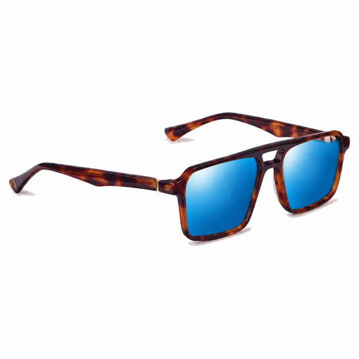 Lentes de sol Fiore 1039 Carey cristal Espejado Azul polarizado vista tres cuartos unisex #color_espejado-azul