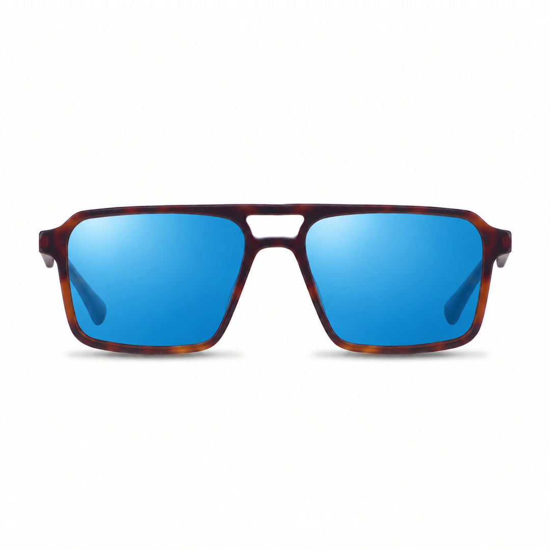 Lentes de sol Fiore 1039 Carey cristal Espejado Azul polarizado vista frontal unisex #color_espejado-azul #foto_frontal