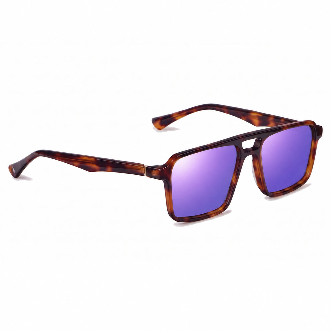Lentes de sol Fiore 1039 Carey cristal Espejado Morado polarizado vista tres cuartos unisex #color_espejado-morado