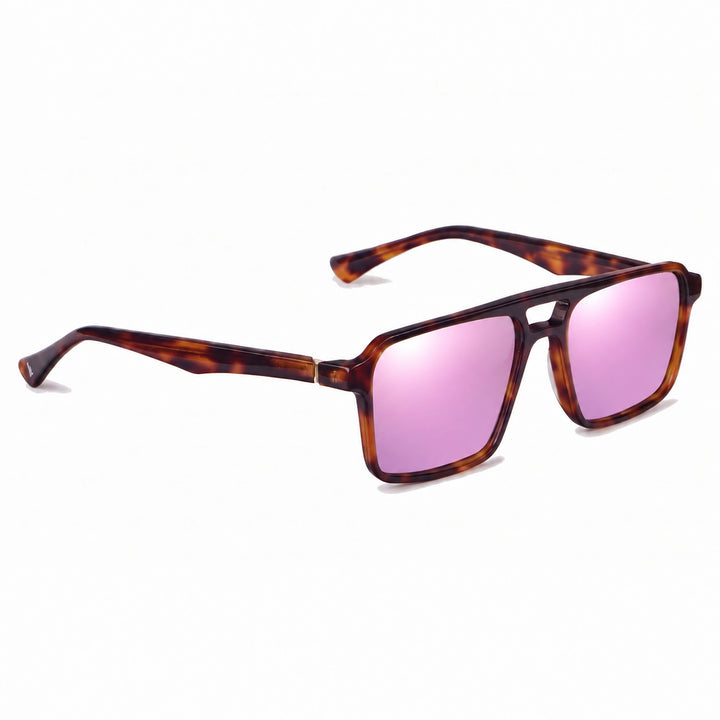 Lentes de sol Fiore 1039 Carey cristal Espejado Rosado polarizado vista tres cuartos unisex #color_espejado-rosado