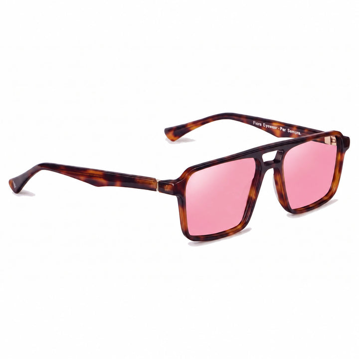 Lentes de sol Fiore 1039 Carey cristal Rosado polarizado vista tres cuartos unisex #color_rosado