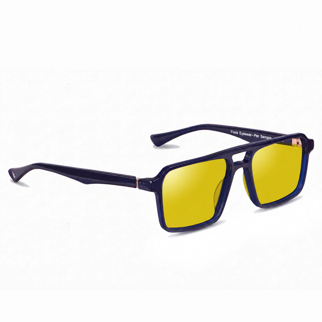 Lentes de sol Fiore 1039 Azul cristal Amarillo polarizado vista tres cuartos unisex #color_amarillo