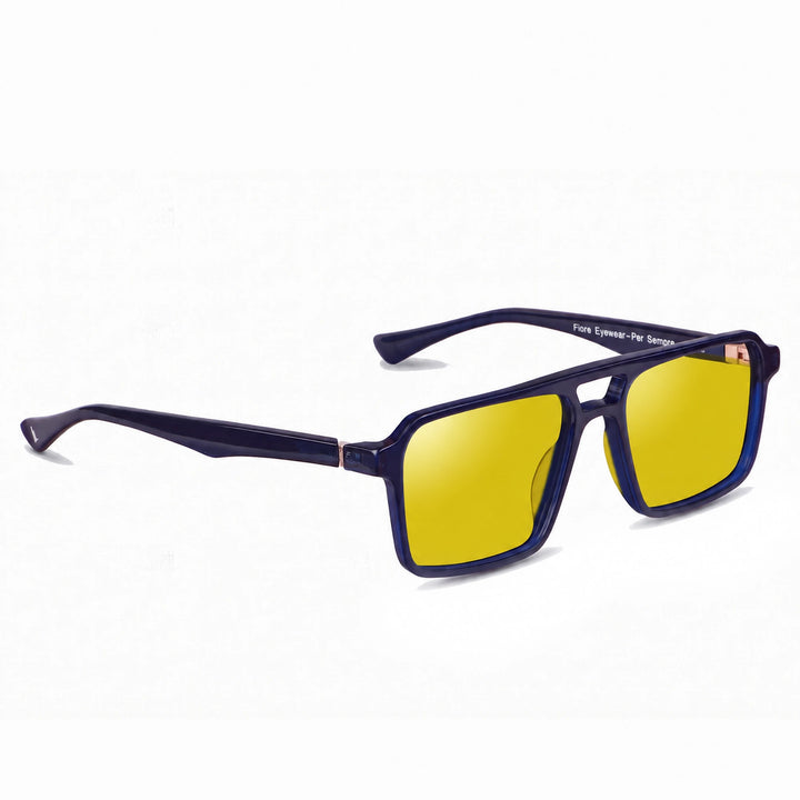 Lentes de sol Fiore 1039 Azul cristal Amarillo polarizado vista tres cuartos unisex #color_amarillo